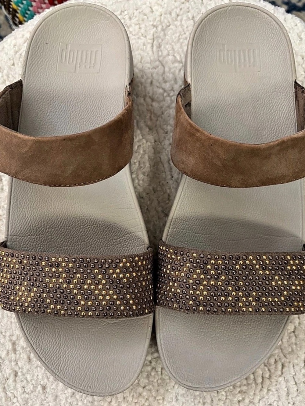FitFlop Studded Tan Platform Sandals